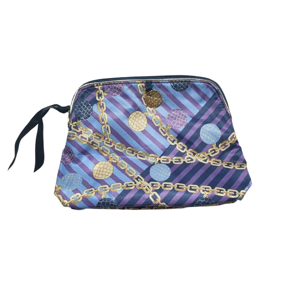 3 For 15$ Estee Lauder Blue Purple Silky Chain Print Cosmetic Bag NEW